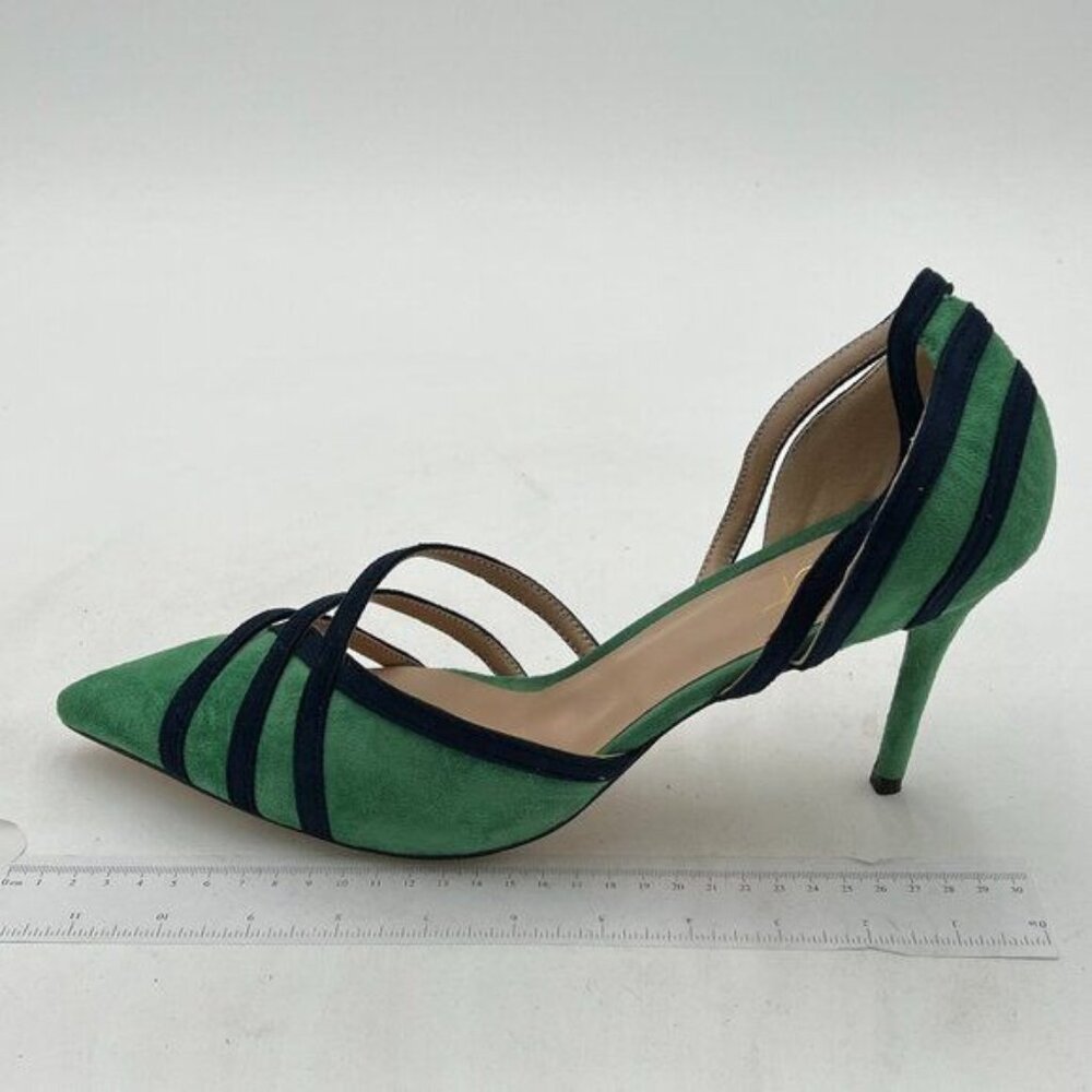Fowt High Heels Suede Color Block Pointed Toe Sti… - image 1
